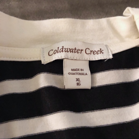 Coldwater Creek Black & Cream Striped Cardigan - Picture 3 of 5
